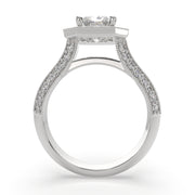 3.45 Carat VS1 D Lab Grown Diamond Halo Pave Radiant Ring
