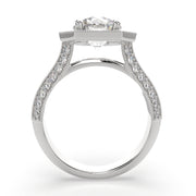 3.45 Carat VS1 D Lab Grown Diamond Halo Pave Round Ring