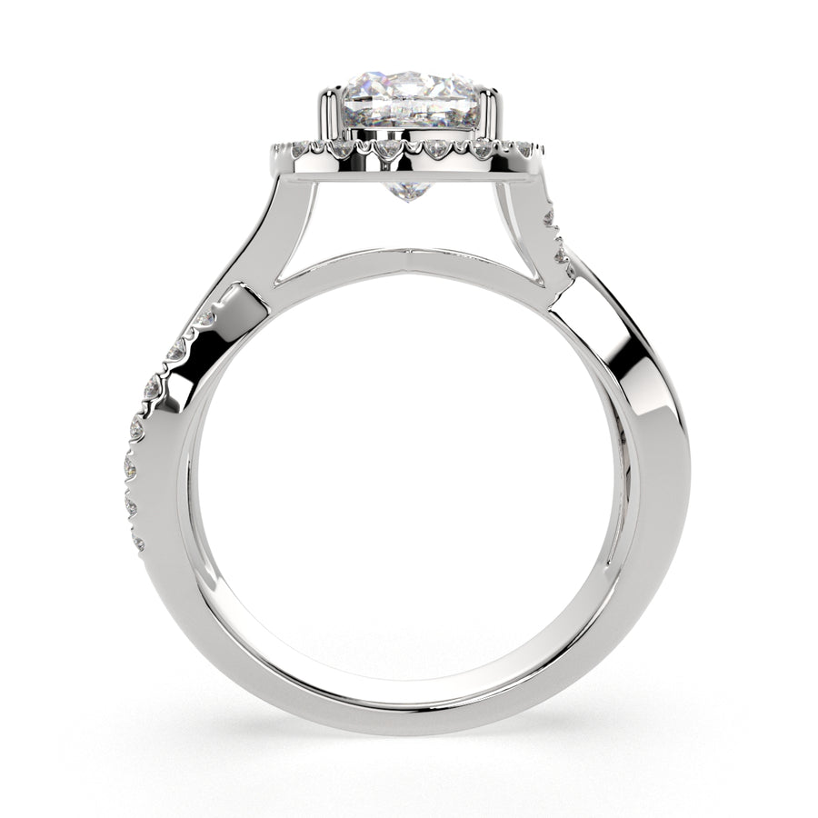 Celestina 3.35 Carat Cushion Cut Halo Pave Split Shank Engagement Ring