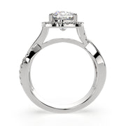 3.35 Carat VS1 D Lab Grown Diamond Halo Pave Split Shank Cushion Ring