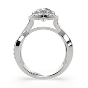 2.35 Carat VS1 D Lab Grown Diamond Halo Pave Split Shank Heart Ring