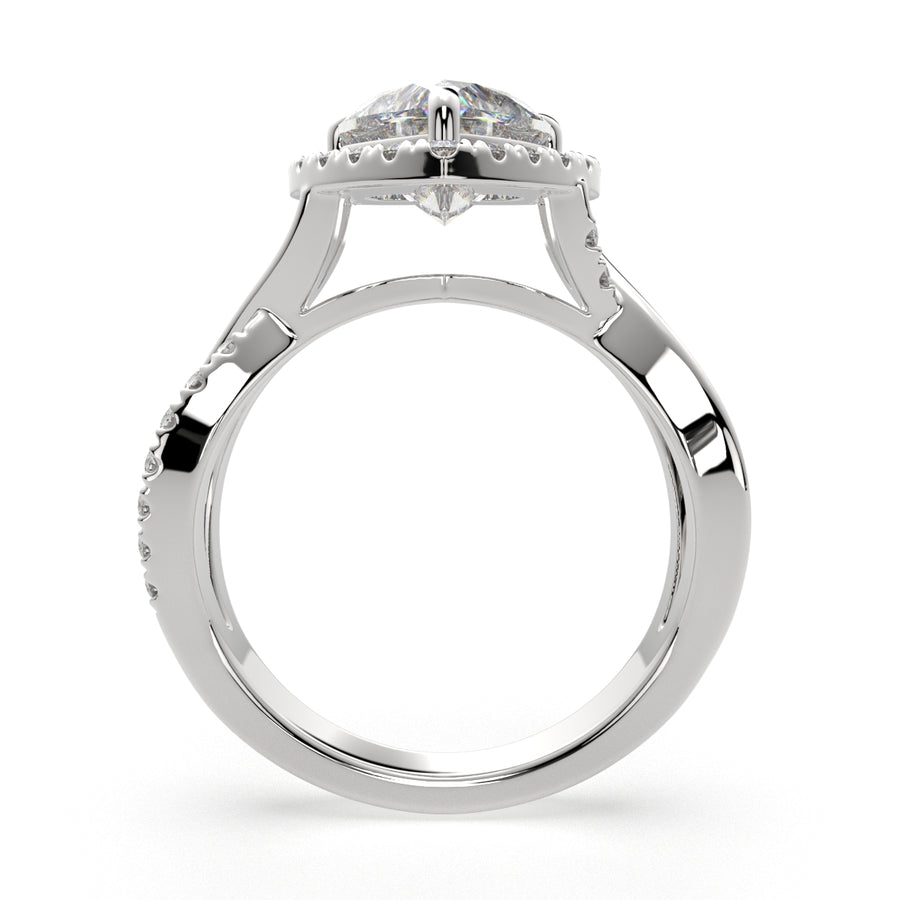 Celestina 3.35 Carat Heart Cut Halo Pave Split Shank Engagement Ring