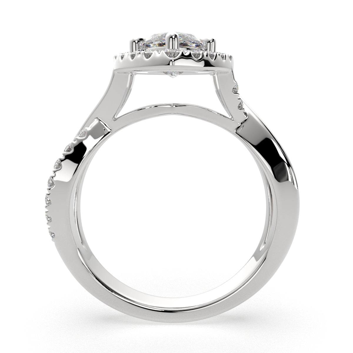 1.35 Carat VS1 D Lab Grown Diamond Halo Pave Split Shank Marquise Ring