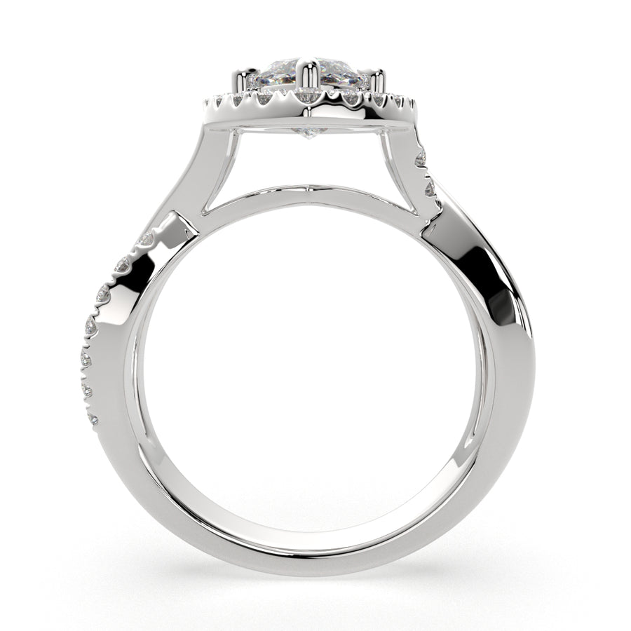 Celestina 1.35 Carat Marquise Cut Halo Pave Split Shank Engagement Ring