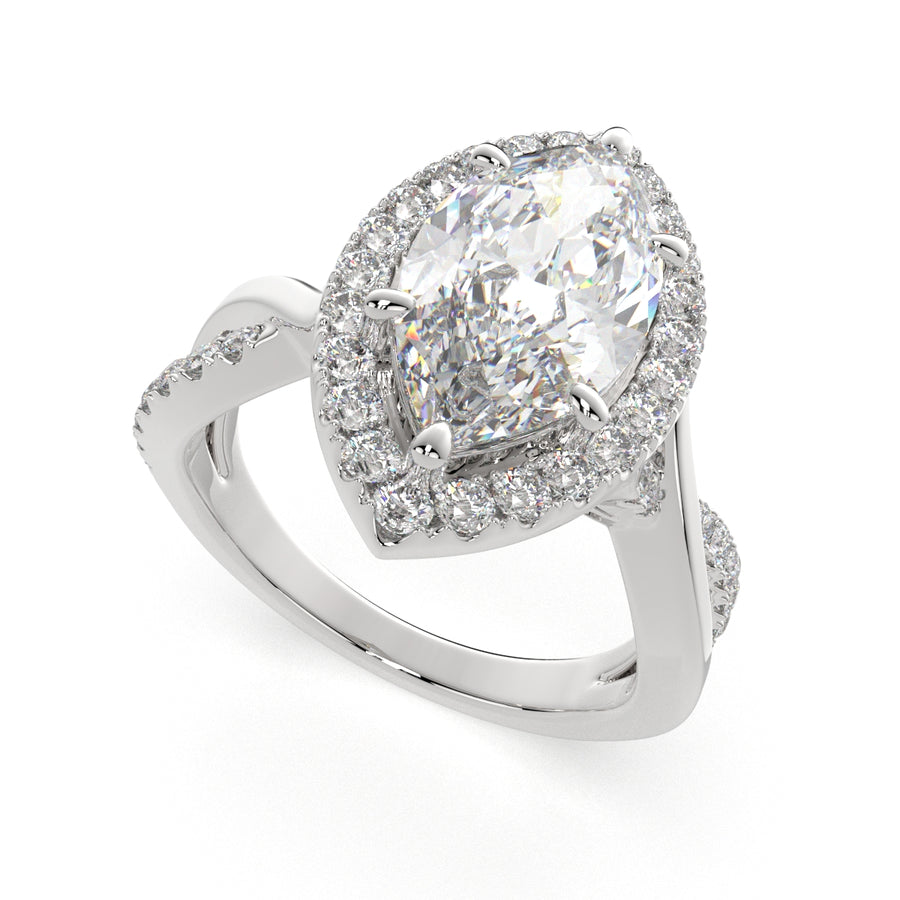 Celestina 1.35 Carat Marquise Cut Halo Pave Split Shank Engagement Ring