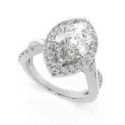 2.35 Carat VS1 D Lab Grown Diamond Halo Pave Split Shank Marquise Ring