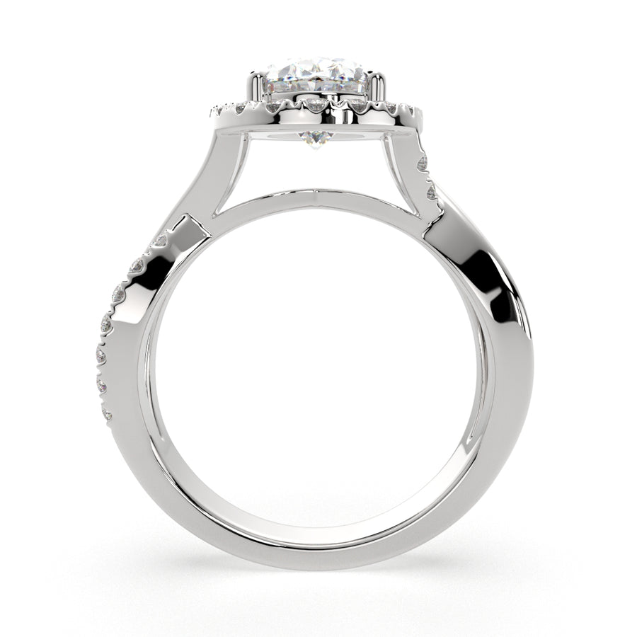 Celestina 2.35 Carat Oval Cut Halo Pave Split Shank Engagement Ring
