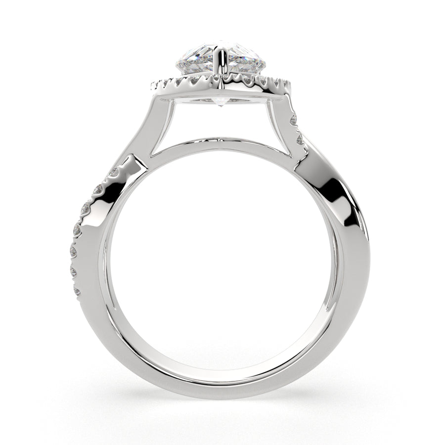 Celestina 1.35 Carat Pear Cut Halo Pave Split Shank Engagement Ring
