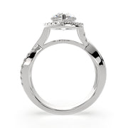 3.35 Carat VS1 D Lab Grown Diamond Halo Pave Split Shank Pear Ring