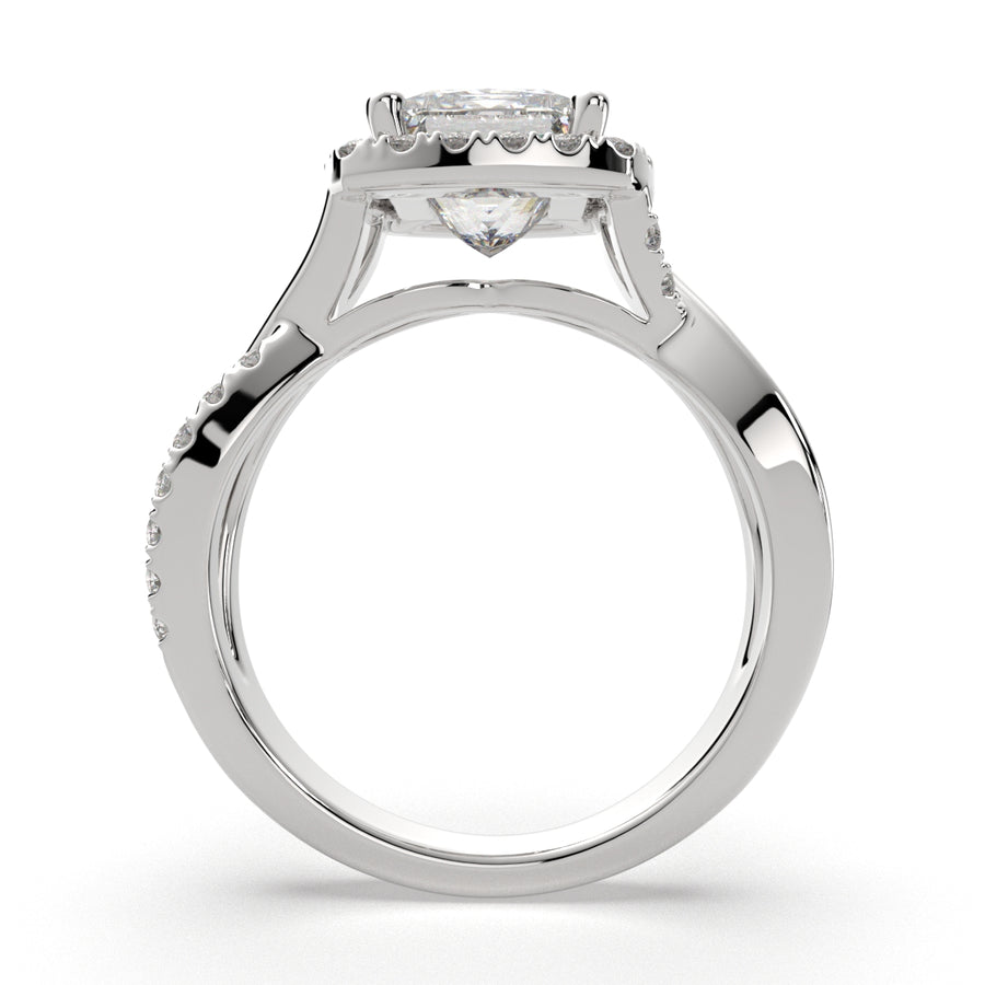 Celestina 4.35 Carat Princess Cut Halo Pave Split Shank Engagement Ring