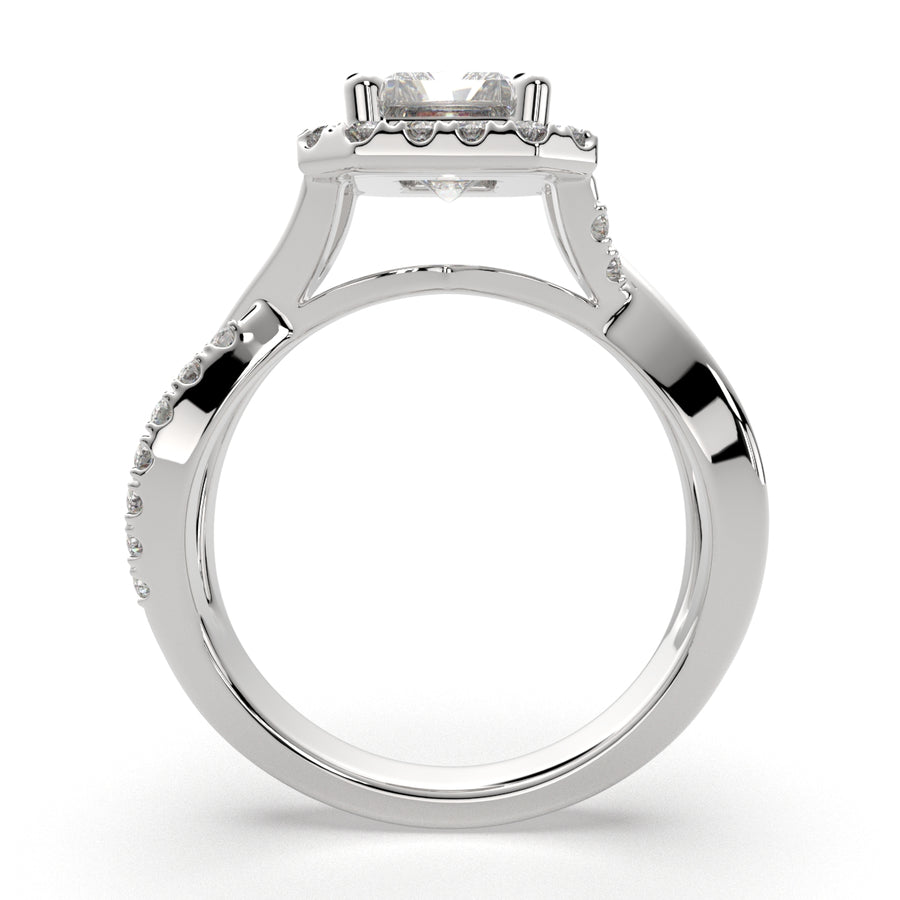 Celestina 3.35 Carat Radiant Cut Halo Pave Split Shank Engagement Ring