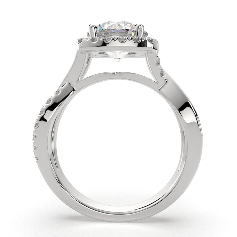 Celestina 1.35 Carat Round Cut Halo Pave Split Shank Engagement Ring