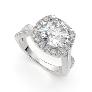 1.35 Carat VS1 D Lab Grown Diamond Halo Pave Split Shank Round Ring