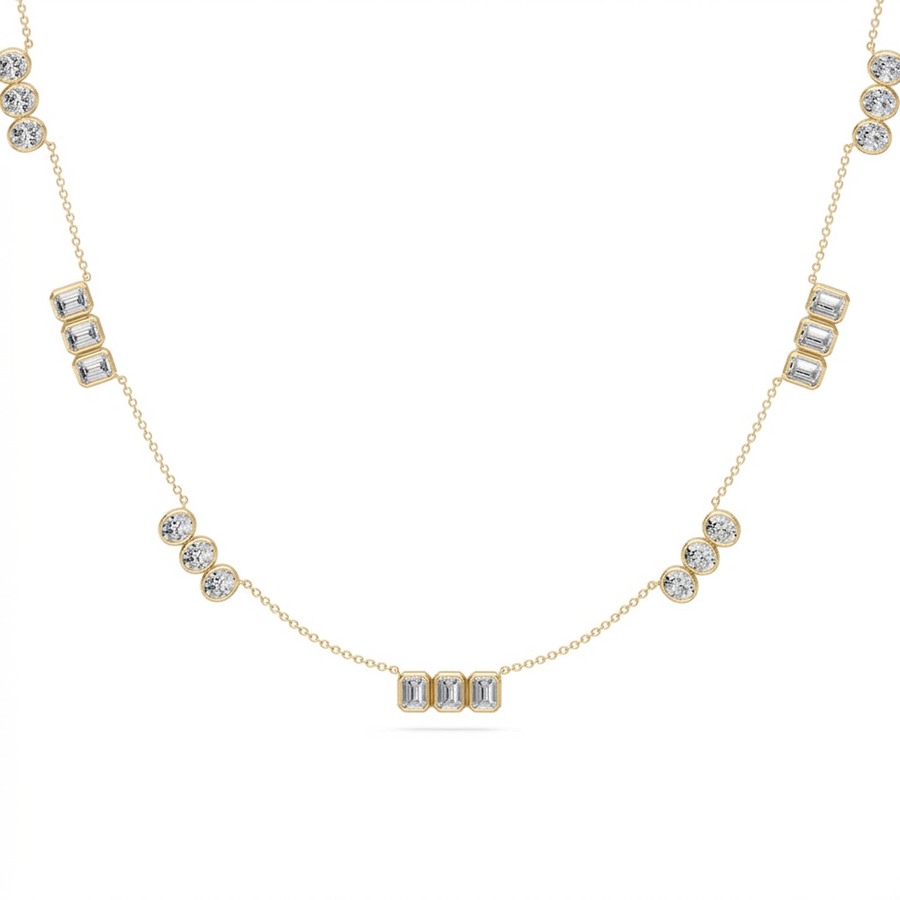 4.45 Ct Emerald Oval Cut Diamond Chain Necklace VS1 D-F White Gold 14k