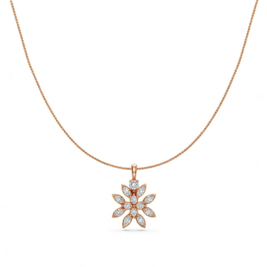 1.4 Ct Marquise Pear Cut Diamond Pendant Necklace VS1 D-F White Gold 14k