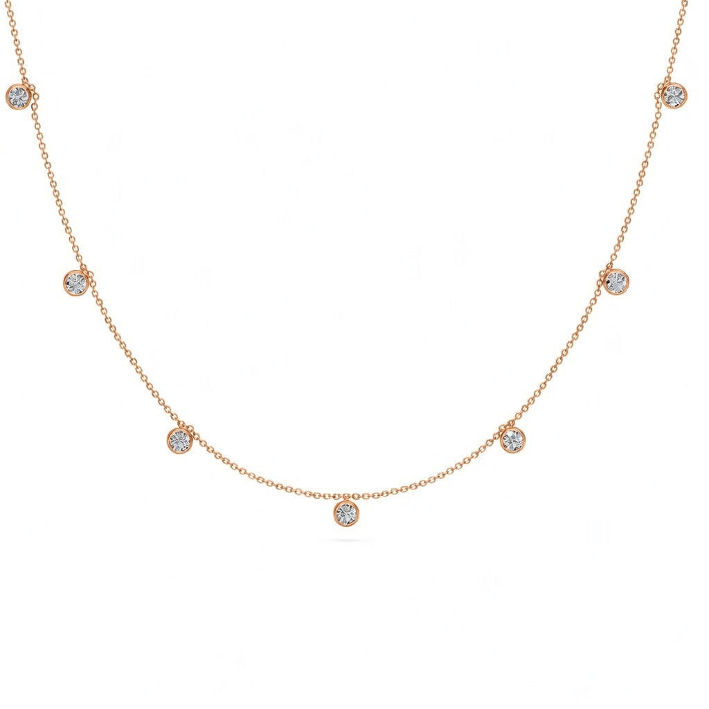 0.95 Ct Round Cut Diamond Chain Necklace VS1 D-F White Gold 14k