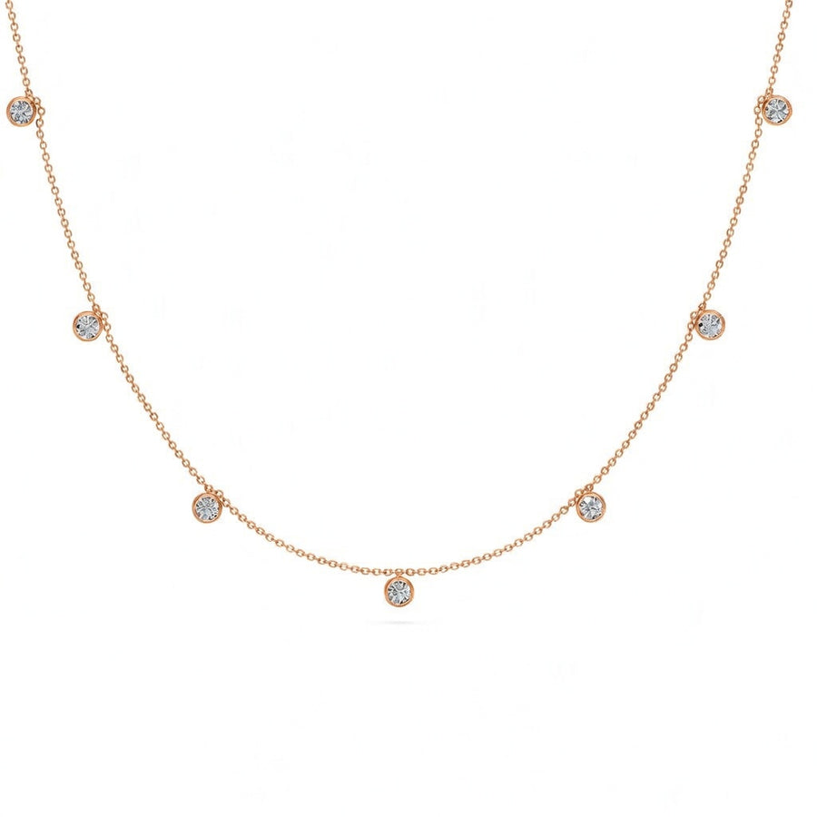 0.95 Ct Round Cut Diamond Chain Necklace VS1 D-F White Gold 14k