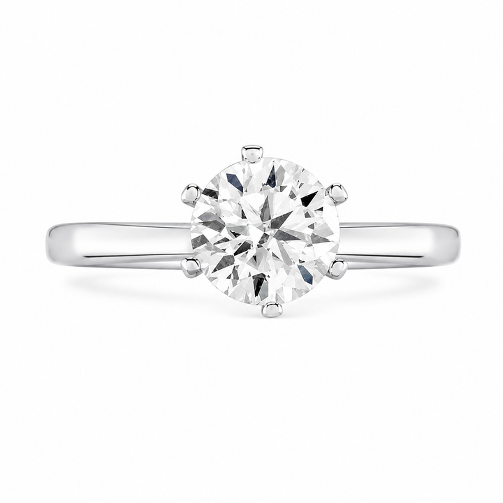 Hazel  Lab Grown Round Cut Classic 6 prong Diamond Engagement Ring