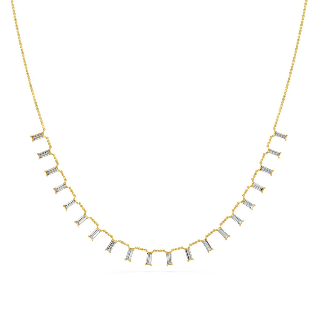 2.2 Ct Baguette Cut Diamond Chain Necklace VS1 D-F White Gold 14k