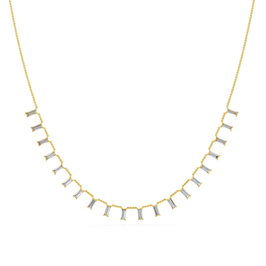 2.2 Ct Baguette Cut Diamond Chain Necklace VS1 D-F White Gold 14k
