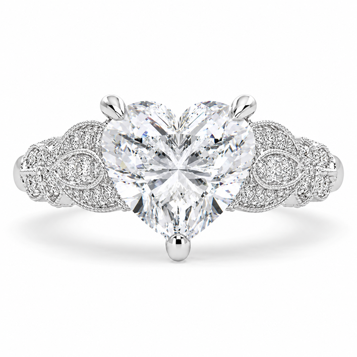 Nadia 5.15 Carat Heart Cut Pave Milgrain Engagement Ring