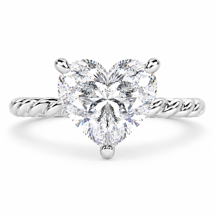 Renata 5 Carat Heart Cut Solitaire Rope Engagement Ring