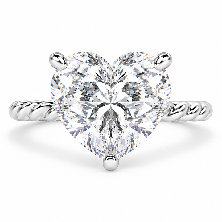 Renata 6 Carat Heart Cut Solitaire Rope Engagement Ring