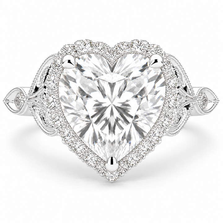 Ada 7.35 Carat Heart Cut Halo Pave Engagement Ring