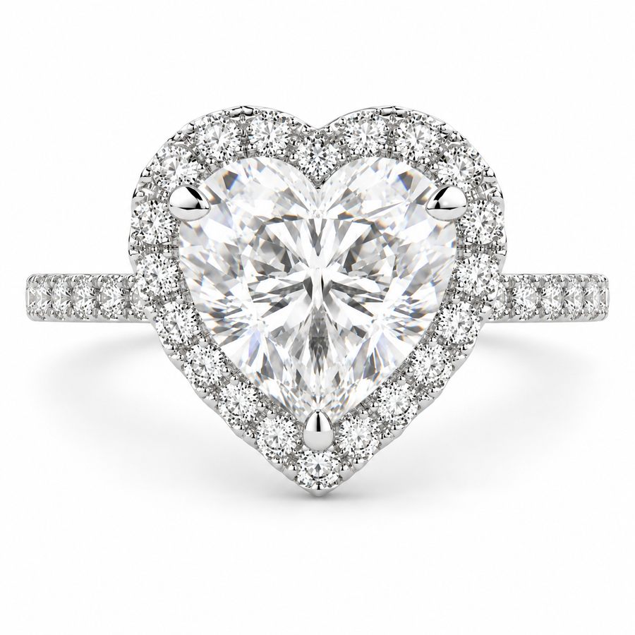 Isadora 4.4 Carat Heart Cut Halo Pave Engagement Ring