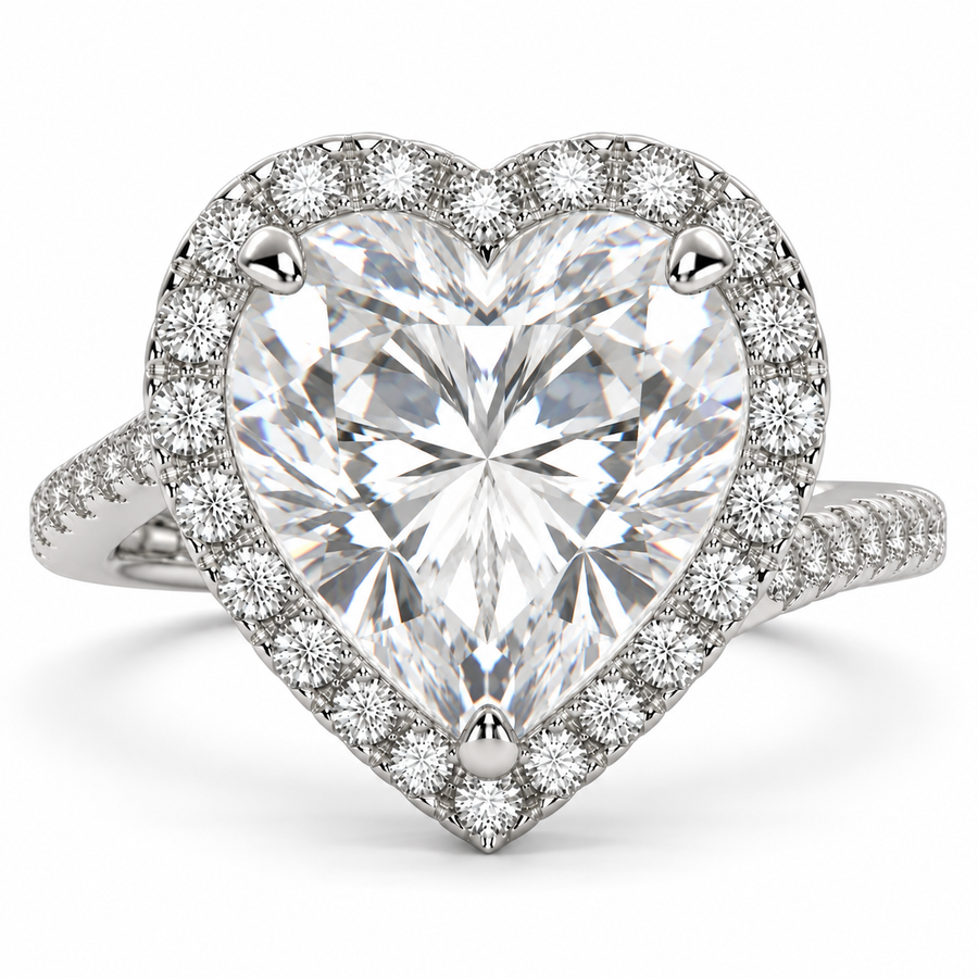 Paloma 7.35 Carat Heart Cut Pave Halo Engagement Ring