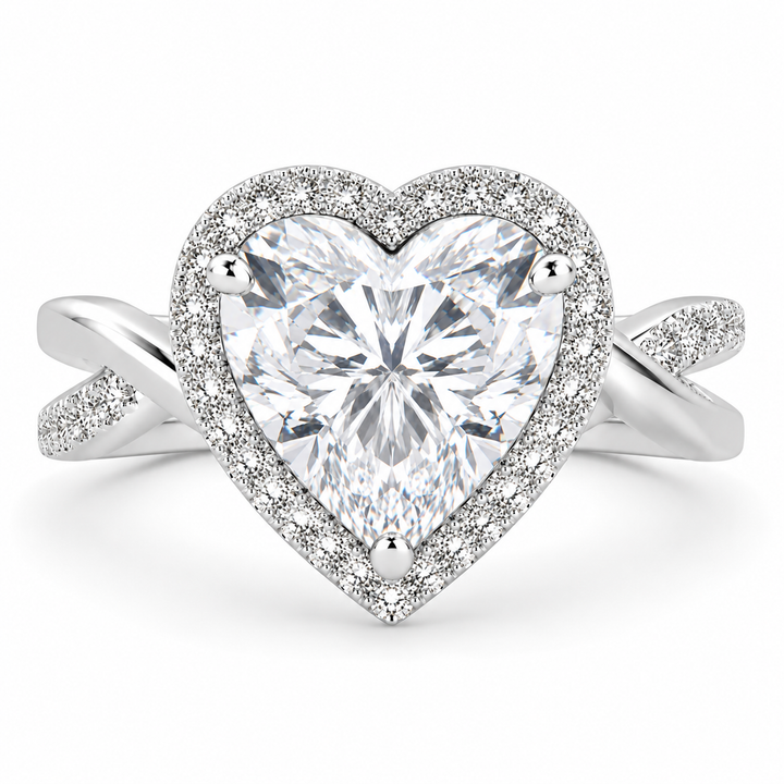 Celestina 6.35 Carat Heart Cut Halo Pave Split Shank Engagement Ring