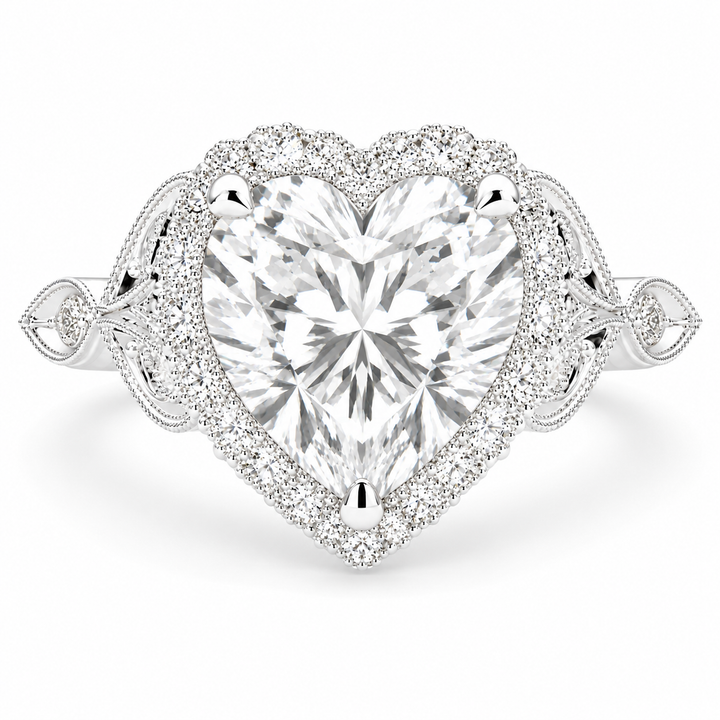 Ada 6.35 Carat Heart Cut Halo Pave Engagement Ring