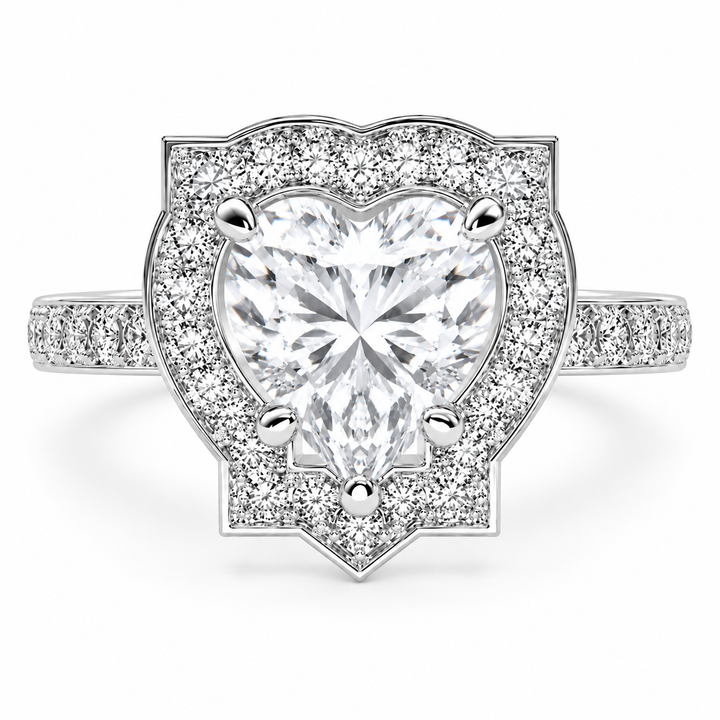 Amalia 5.5 Carat Heart Cut Halo Pave Engagement Ring