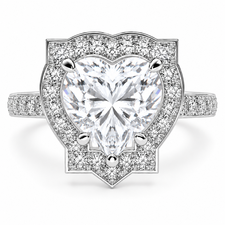 Amalia 7.5 Carat Heart Cut Halo Pave Engagement Ring