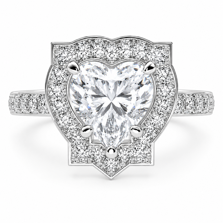 Amalia 4.5 Carat Heart Cut Halo Pave Engagement Ring