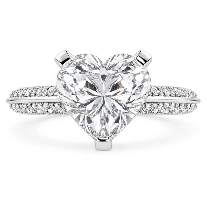 Daria 4.75 Carat Heart Cut Pave 6 Prong Engagement Ring
