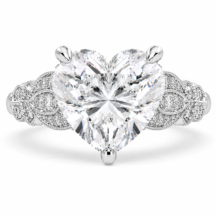 Nadia 7.15 Carat Heart Cut Pave Milgrain Engagement Ring