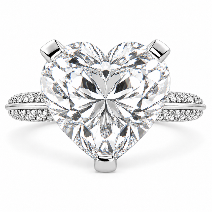 Daria 7.75 Carat Heart Cut Pave 6 Prong Engagement Ring