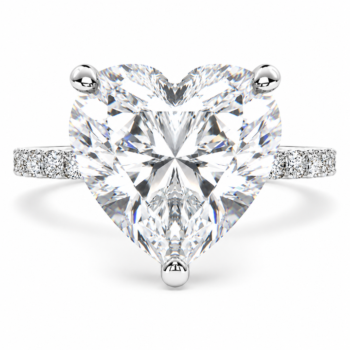 Lavinia 7.35 Carat Heart Cut Side Stone 4 Prong Engagement Ring