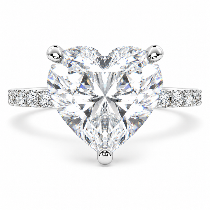 Lavinia 6.35 Carat Heart Cut Side Stone 4 Prong Engagement Ring