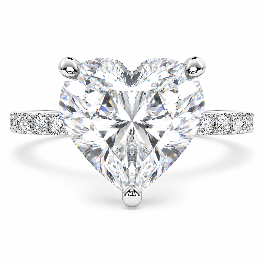 Lavinia 6.35 Carat Heart Cut Side Stone 4 Prong Engagement Ring