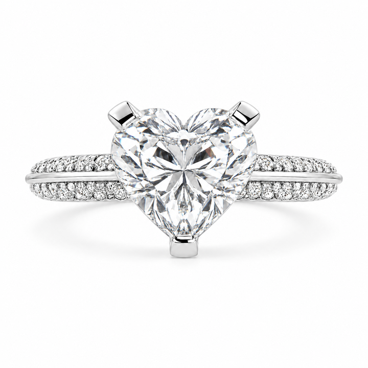 Daria 2.75 Carat Heart Cut Pave 6 Prong Engagement Ring