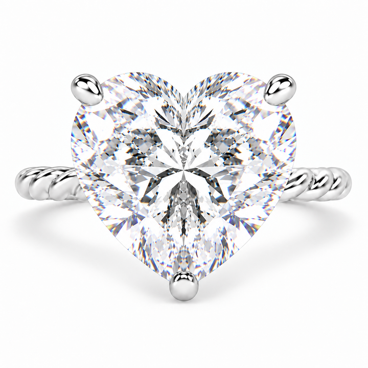 Renata 7 Carat Heart Cut Solitaire Rope Engagement Ring