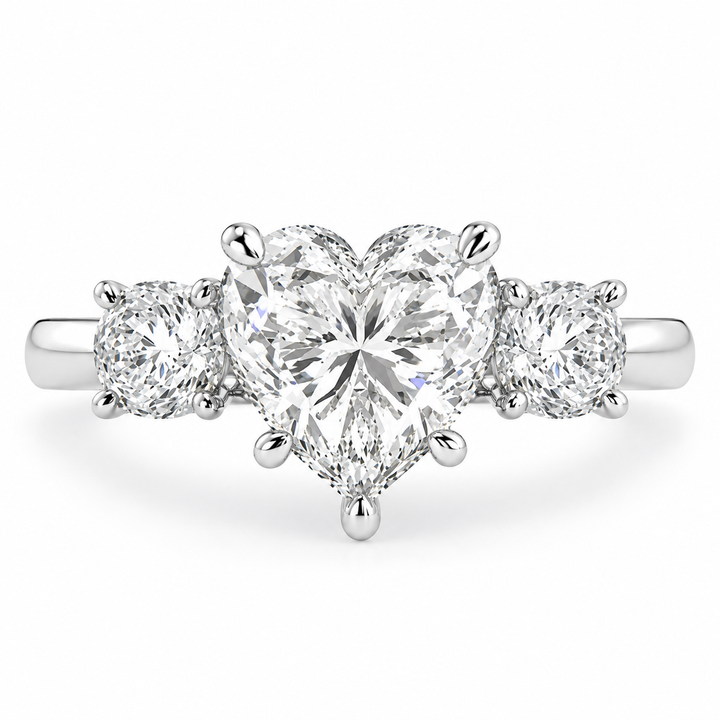 Hana 2.2 Carat Heart Cut 3 Stone Engagement Ring