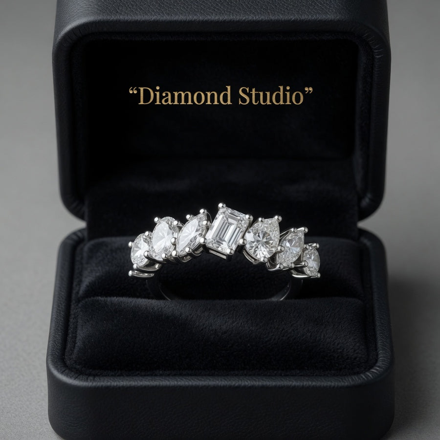 1.10 CT Lab-Grown Diamond Stackable Fashion Ring in 14K White Gold (D–F / VS1–VS2)