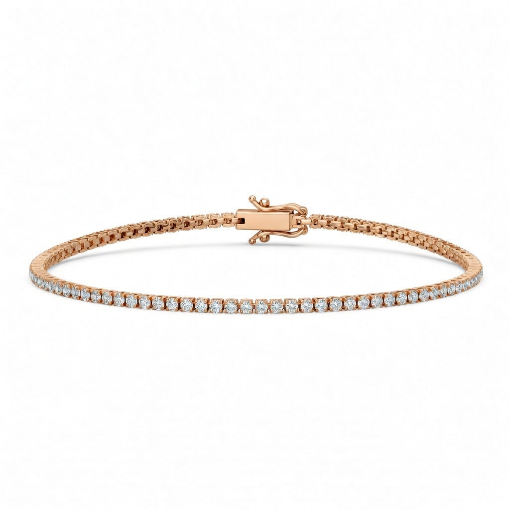 1.83 Carat Round Cut Diamond Tennis Bracelet VS1 D F White Gold 14k