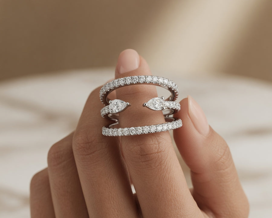 1.50 CT Round Lab-Grown Diamond Statement Ring in 14K White Gold (D–F / VS1–VS2)