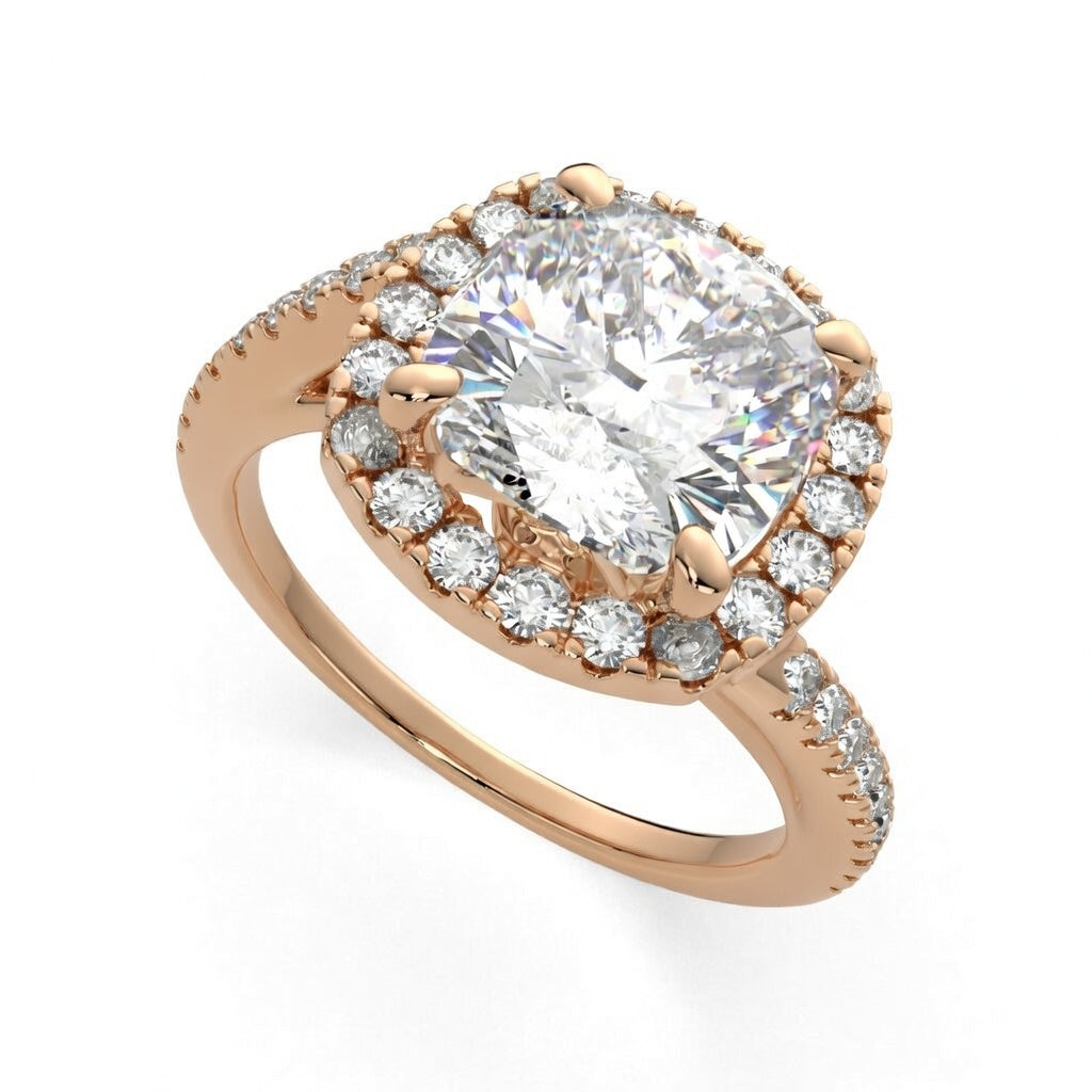 Paloma 2.35 Carat Cushion Cut Pave Halo Engagement Ring