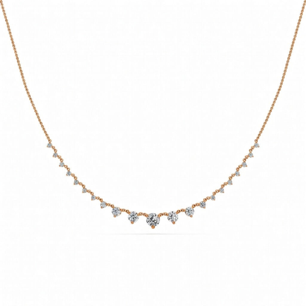 1.1 Ct Round Cut Diamond Chain Necklace VS1 D-F White Gold 14k