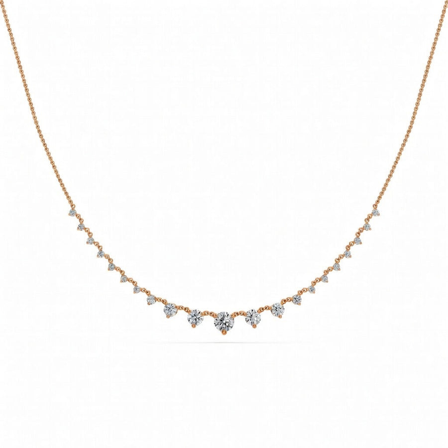1.1 Ct Round Cut Diamond Chain Necklace VS1 D-F White Gold 14k